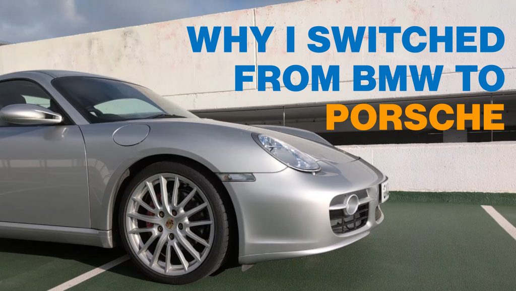 A YouTube video thumbnail featuring a Porsche Cayman.